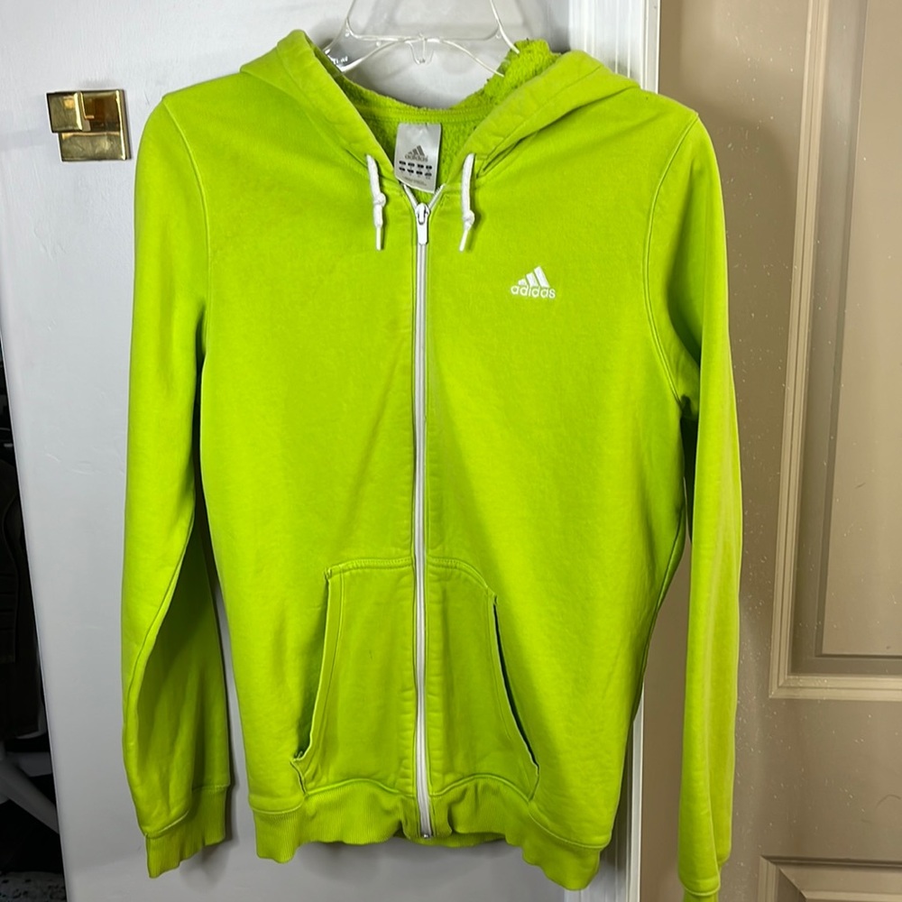 Vintage 90’s Neon chartreuse Adidas hoodie size large
